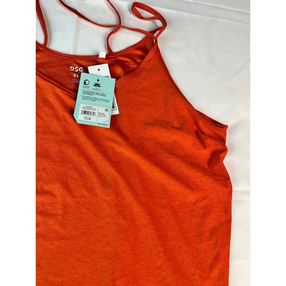 DSG‎ XL Strappy Movement Tank Top Ginger Orange Heather Moisture Wicking UV